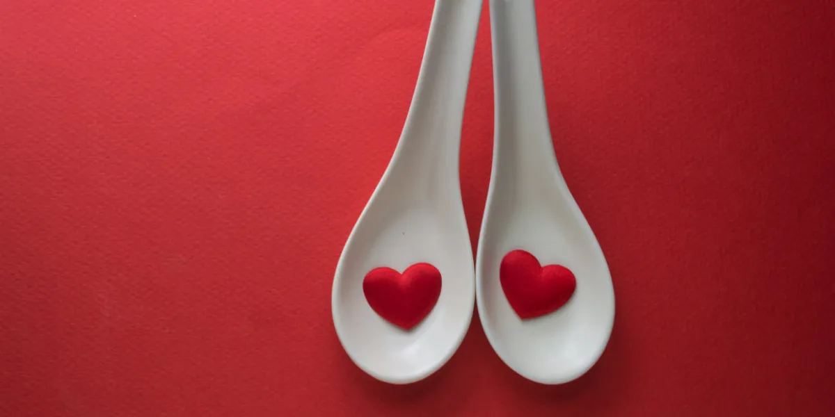 red heart shape white in spoon