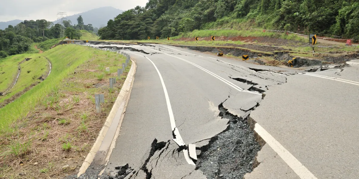asphalt cracked road collapsed