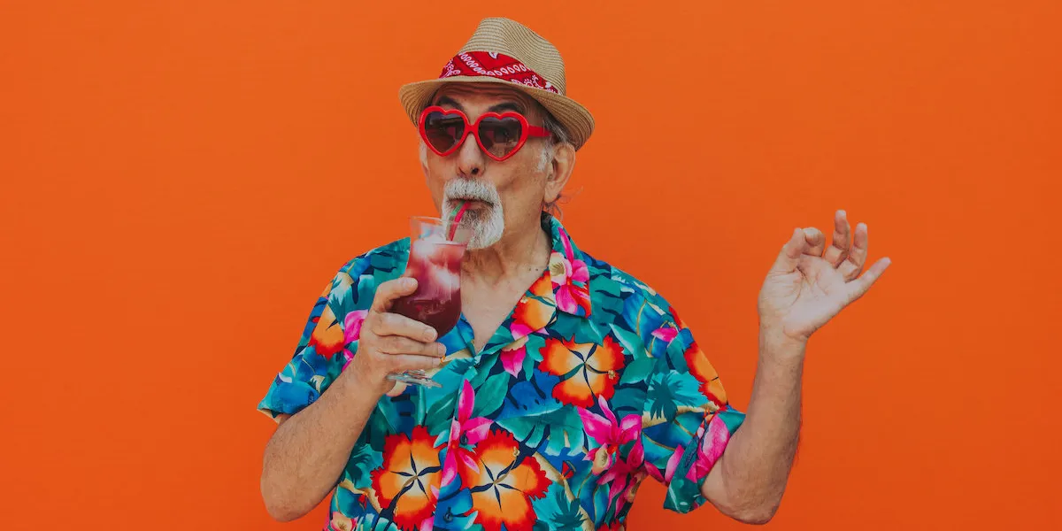 grandfather portraits on colored backgrounds