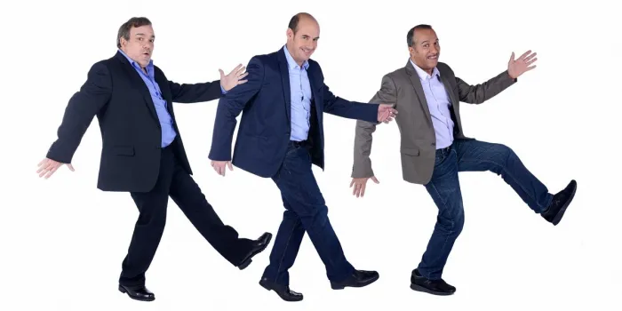 les inconnus, bernard campan, pascal legitimus et didier bourdon posent en studio a l’occasion de la sortie du film les trois freres, le retour le 28 janvier 2014 a paris, france photo by pascal baril abacapresscom , 830479 003 paris france