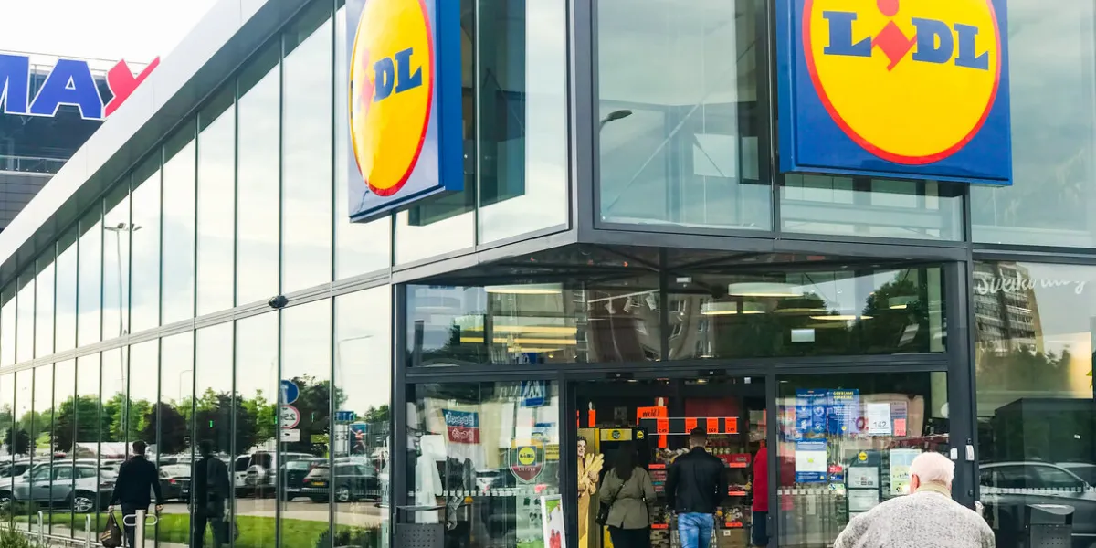 siauiai, lithuania - 4th june, 2021  entrance view to supermarket lidl