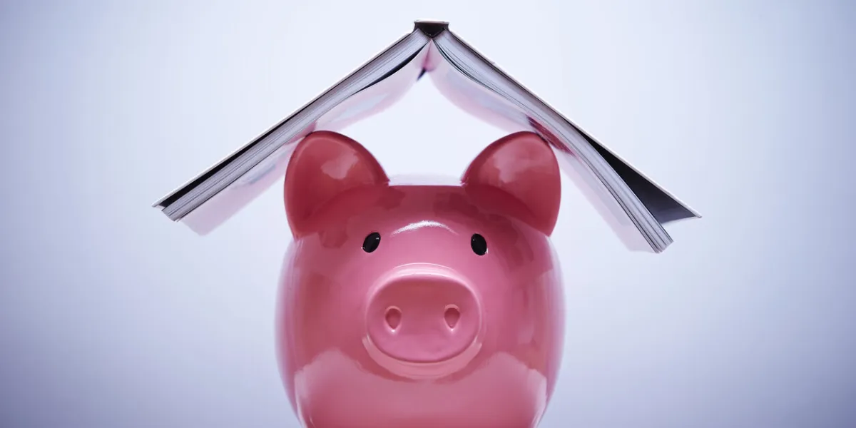 piggy bank with books