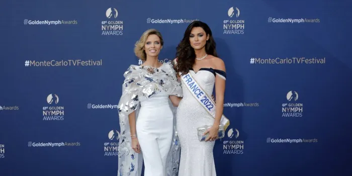miss france 2002 sylvie tellier and miss france 2022 diane leyre (r) attend the closing ceremony during the 61st monte carlo tv festival in monte-carlo, monaco on june 21, 2022 photo by patrick aventurier abacapresscom , 814941 087 monte-carlo monaco