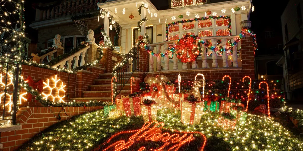brooklyn, ny, usa - december 26, 2016  decorations at dyker heights - a neighborhood in brooklyn known for its extravagant displays every christmas